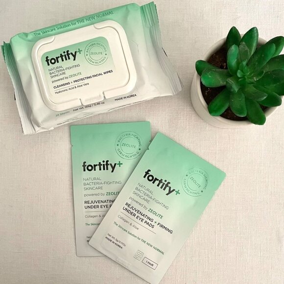 Fortify+ Bacteria Fighting Skincare Set: Facial Wipes and 2 Under Eye Pads Vegan - Picture 1 of 9